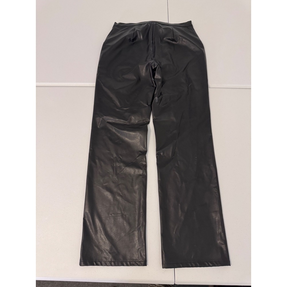 Ravel Black Faux Leather High Waisted Straight Leg Pants Women Size L y2k u3 - Picture 3 of 6